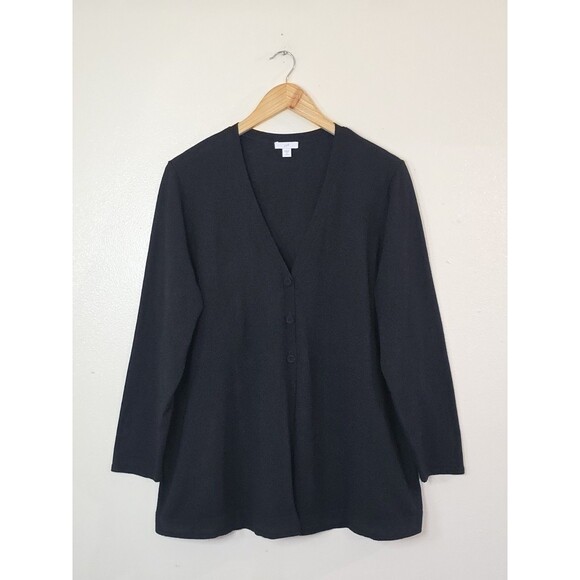 J. Jill Black Cardigan Womens Size 1X Wool Blend Button Sweater Long Sleeve - Picture 1 of 8